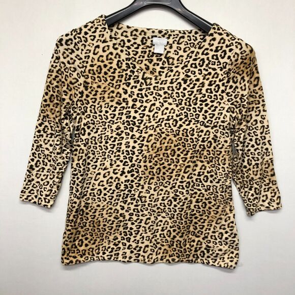 Chico's Women 3/4 Sleeve Animal Prints Blouse Top Shirt Size 1 US Medium B272 -9 - Picture 9 of 12